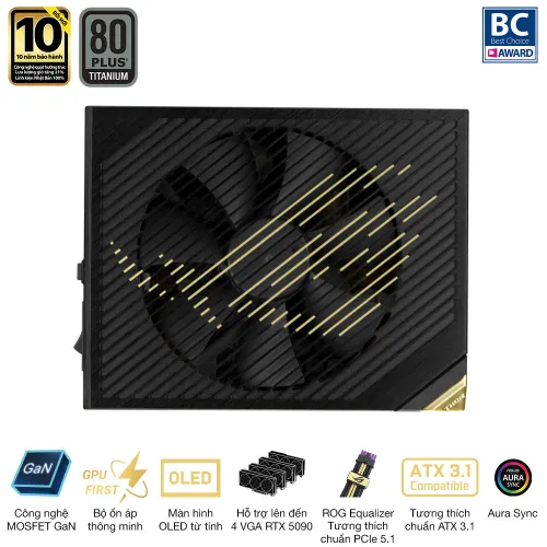 Nguồn máy tính Asus Rog Thor 3000W Titanium III Edition 20 (ATX 3.1/ PCIe 5.1/ 80Plus Titanium/ Full Modular) - ROG-THOR-3000T3-GAMING-EDITION-20